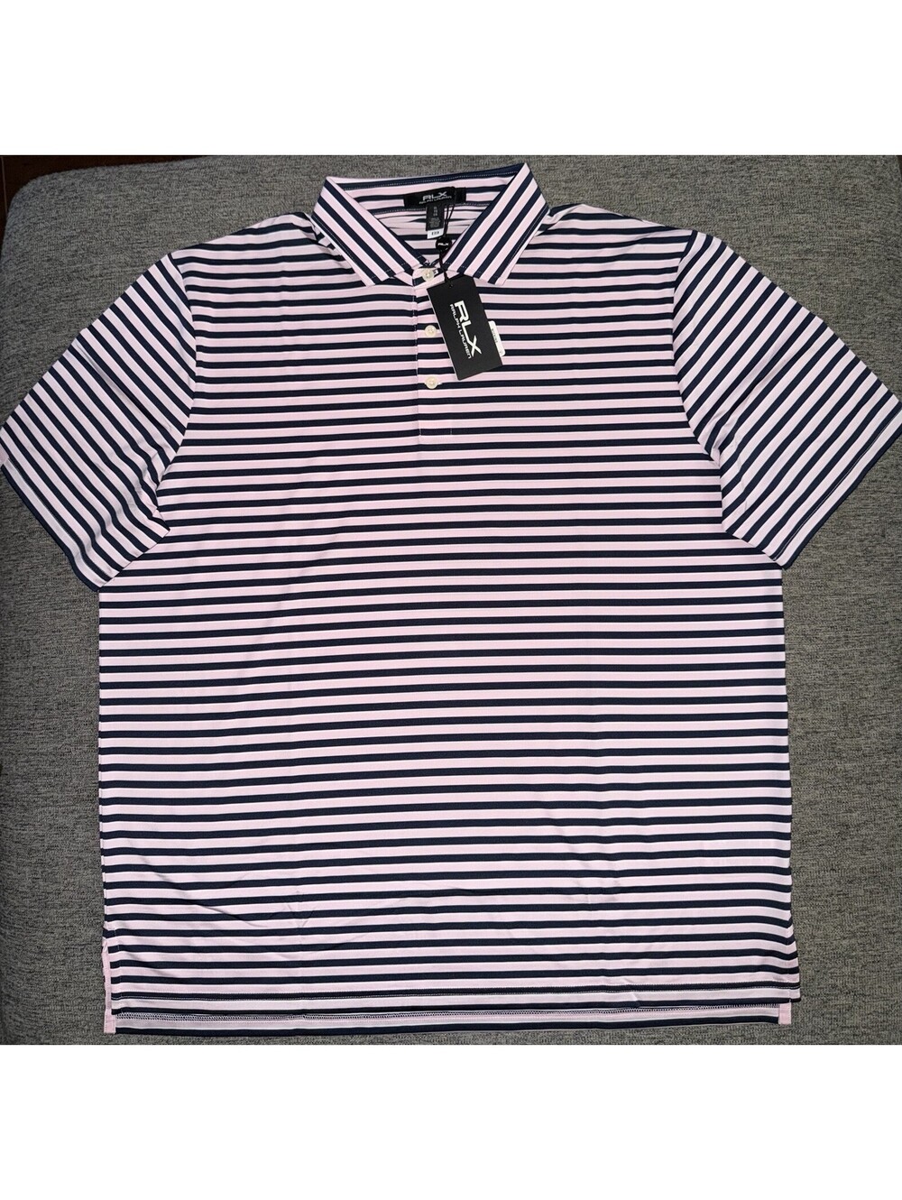 Ralph Lauren RLX Men’s XL Classic Fit Golf Performance Pink/Navy Polo New $110